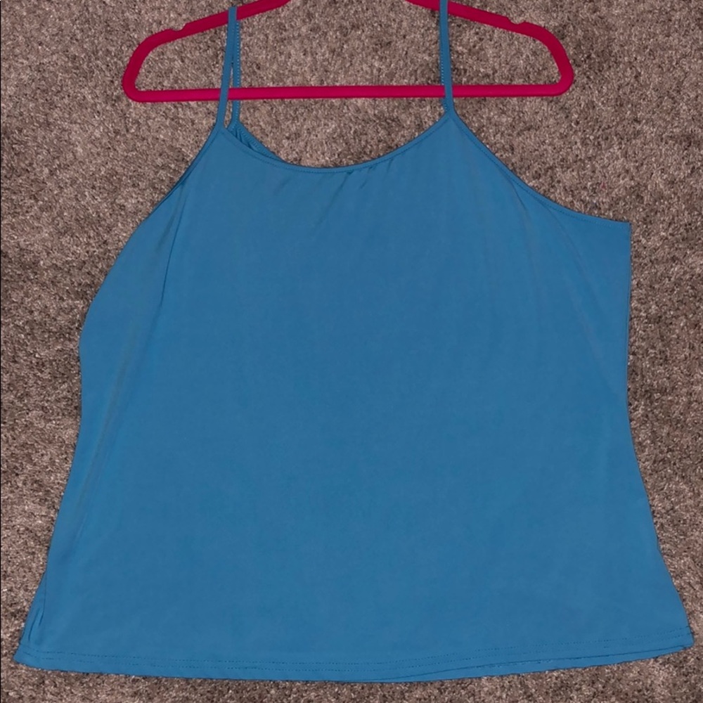 Blue strappy tank